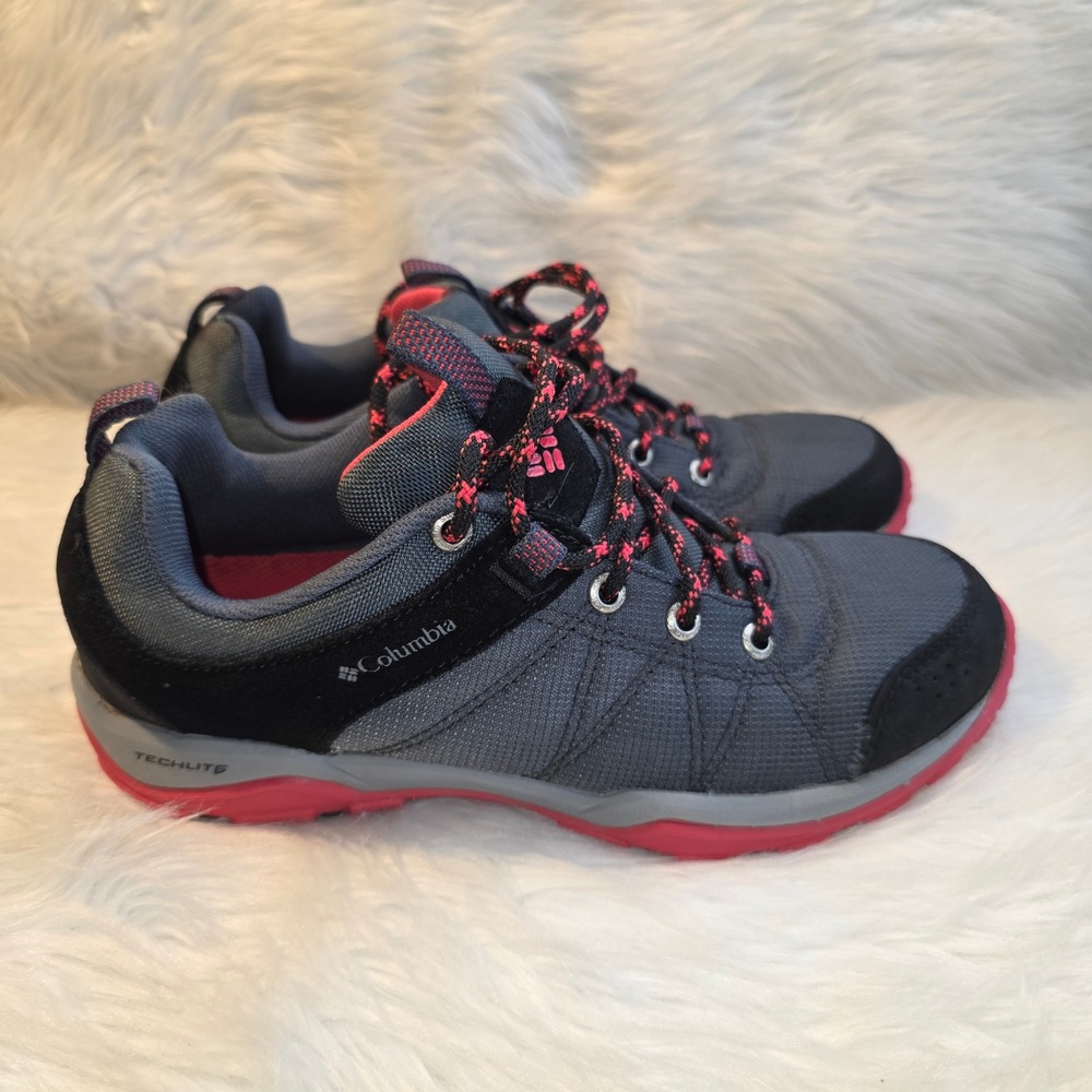 Columbia Fire Venture Textile Women 7.5 Gray Red Hiking Shoes BL4549-053